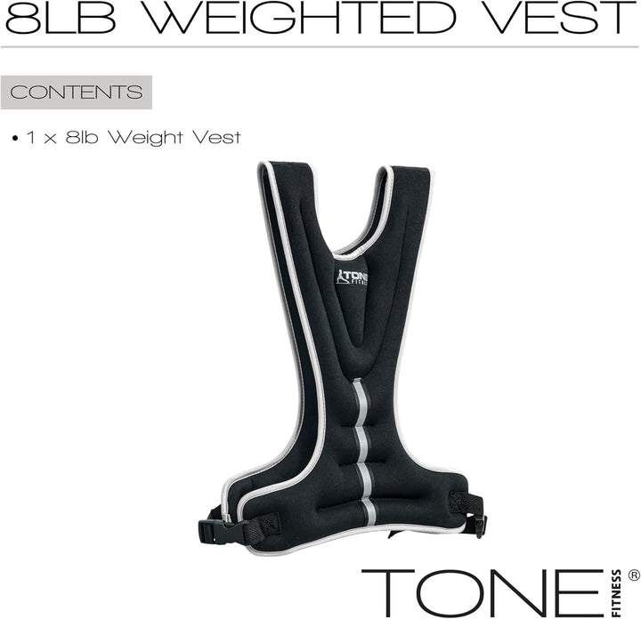 Tone Fitness 8 LB Gewichtsweste, Schwarz Reflektierend, sicher