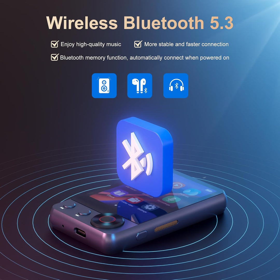 128GB MP3-Player mit Bluetooth 5.3, Oilsky 2,4'' tragbarer Touchscreen Musikplayer mit Lautsprecher,