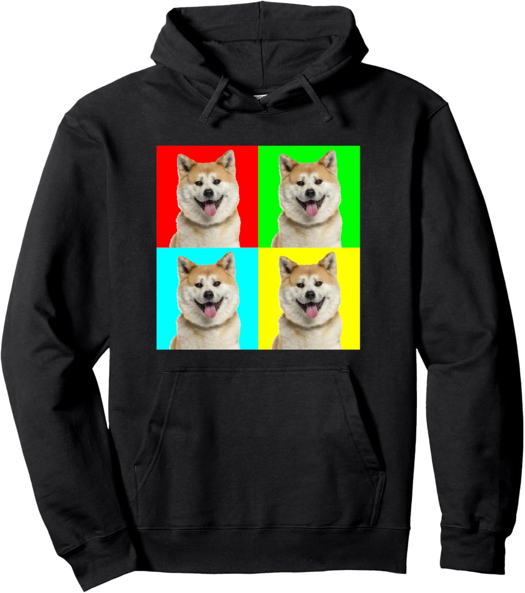 Pop Art Dog Akita Pullover Hoodie