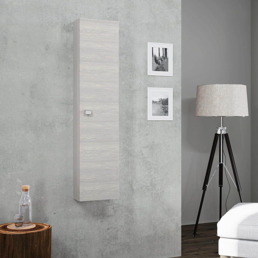KIAMAMI VALENTINA Bad Hochschrank Hängend Eintürig Quercia Grigio | Facile, Säule 31,5xH136 cm