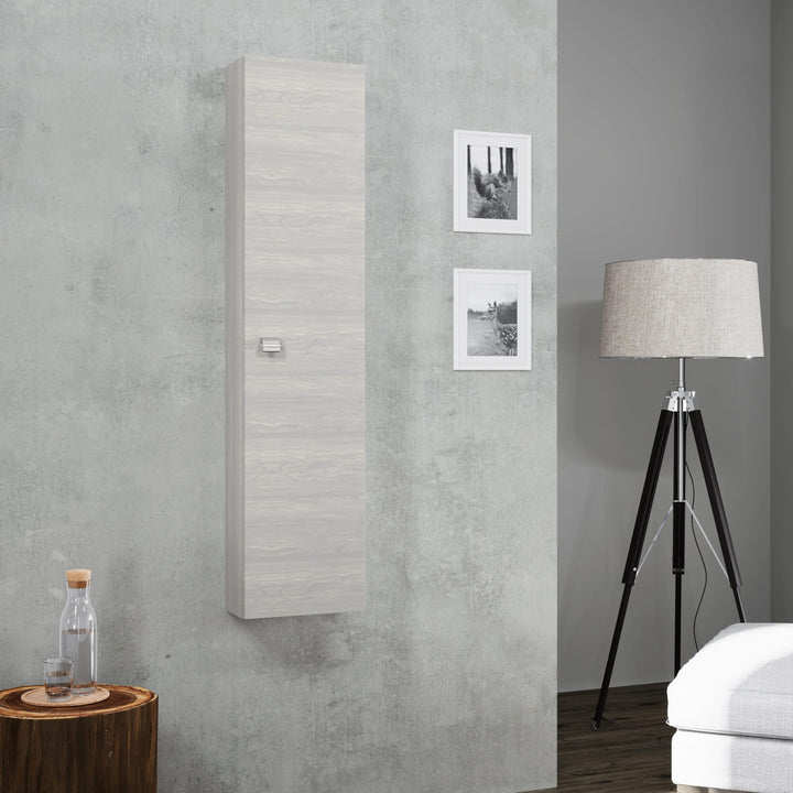 KIAMAMI VALENTINA Bad Hochschrank Hängend Eintürig Quercia Grigio | Facile, Säule 31,5xH136 cm