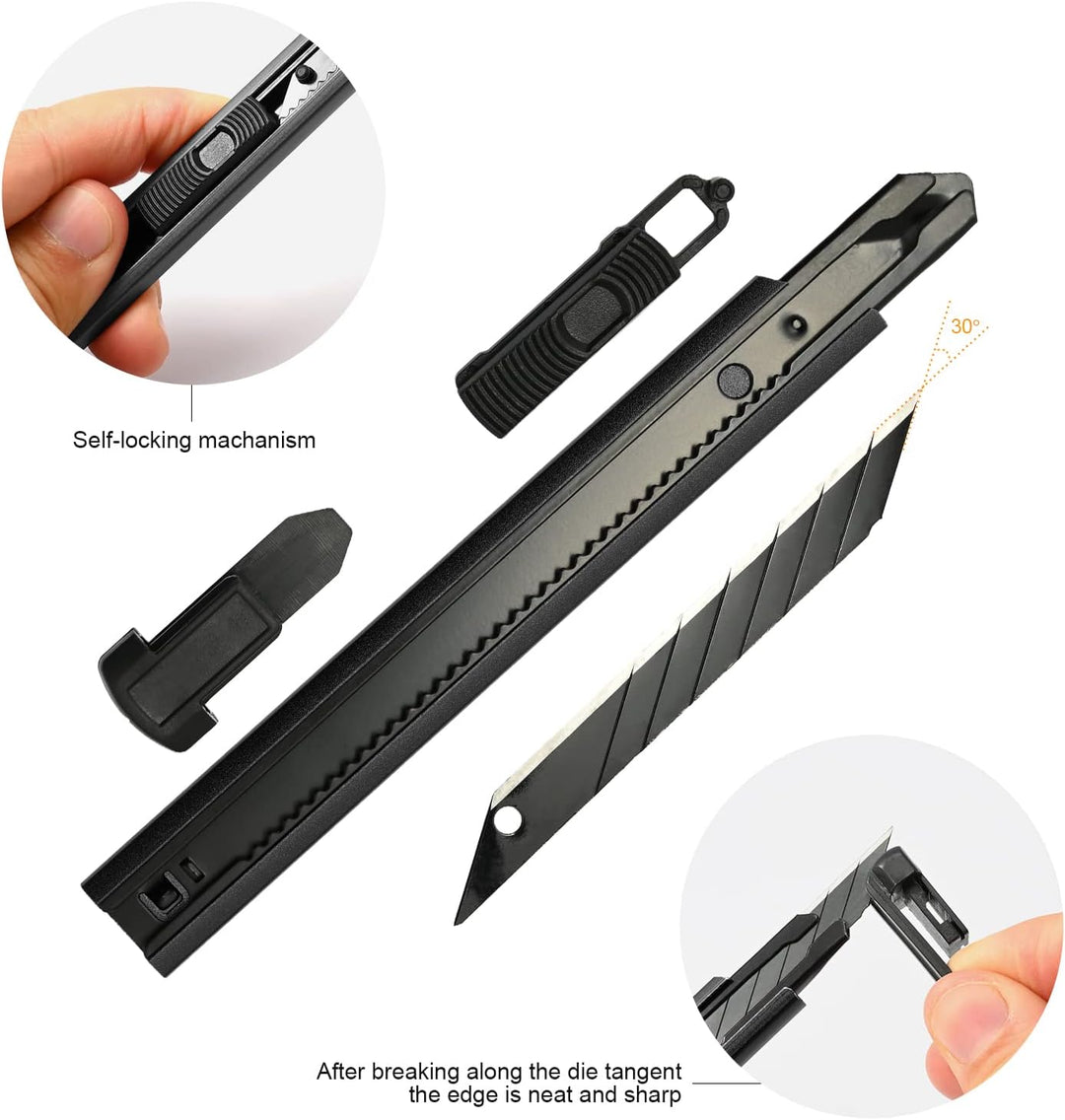 EHDIS Profi Cuttermesser Set - mit Bastelmesser, Skalpell, Cuttermesser 9mm, Stahllineal, Carbonstah