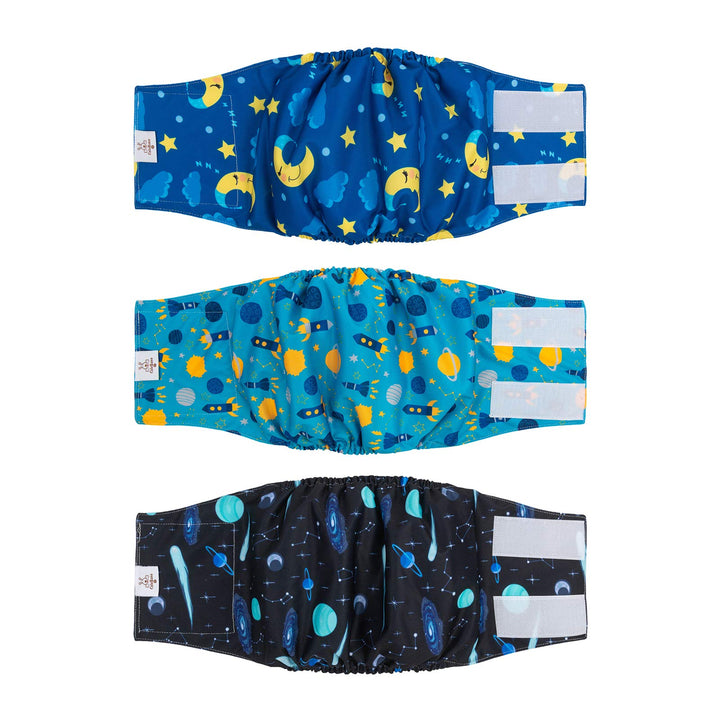 CuteBone Männlich Waschbare Hundewindeln Bauchbänder,3 Stück Wiederverwendbare Hund Bauchband für Rü