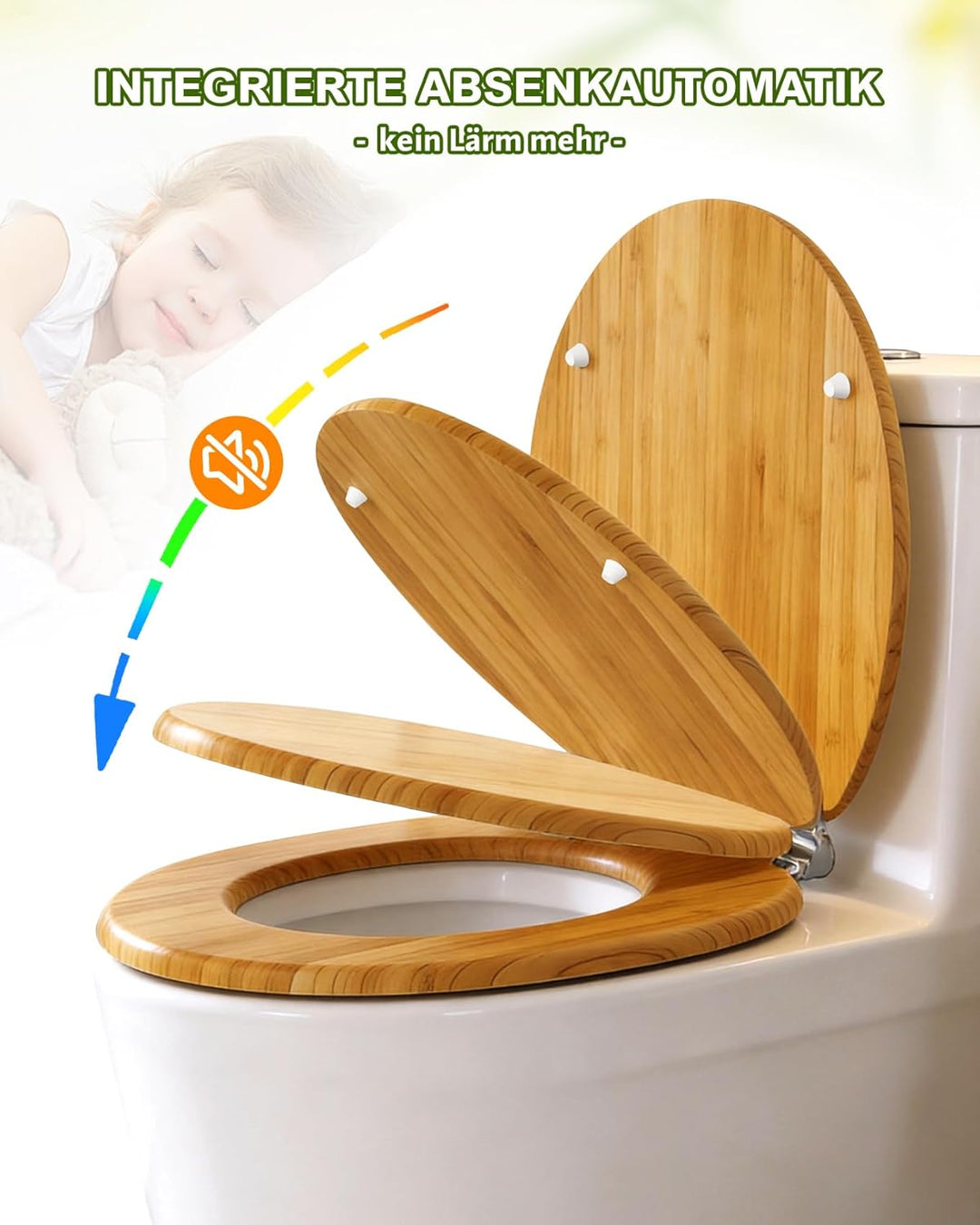Ribelli WC Sitz mit Absenkautomatik, Toilettendeckel O-Form in Viele Motiven, Klodeckel Einfache Mon