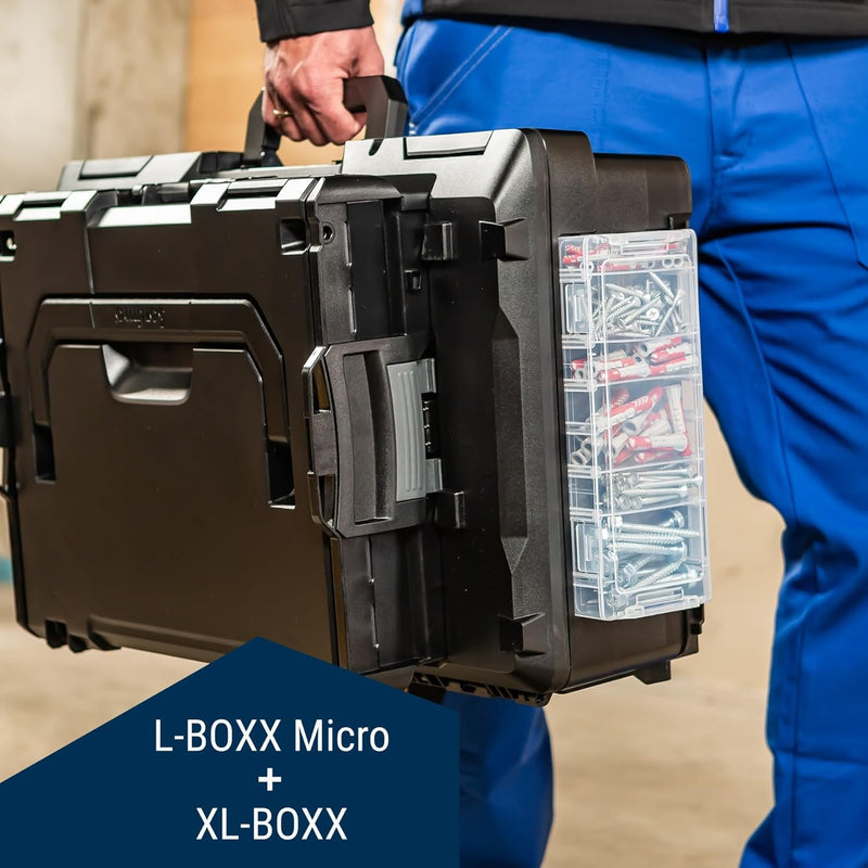 L-BOXX Micro – Transparente, stapelbare Kleinteilebox - Sortierbox mit flexiblen Trennwänden 259 x 1