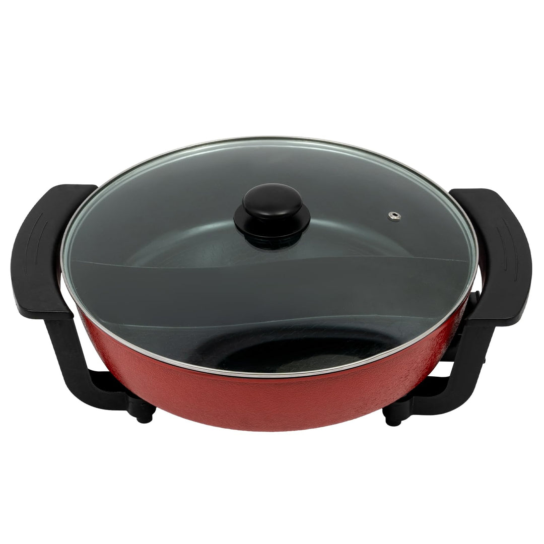 1360W Hot Pot, 6L Elektrische Yin Yang Hotpot, 30cm Chinesischer Kochtopf mit 2 Kammern, 5 Temperatu