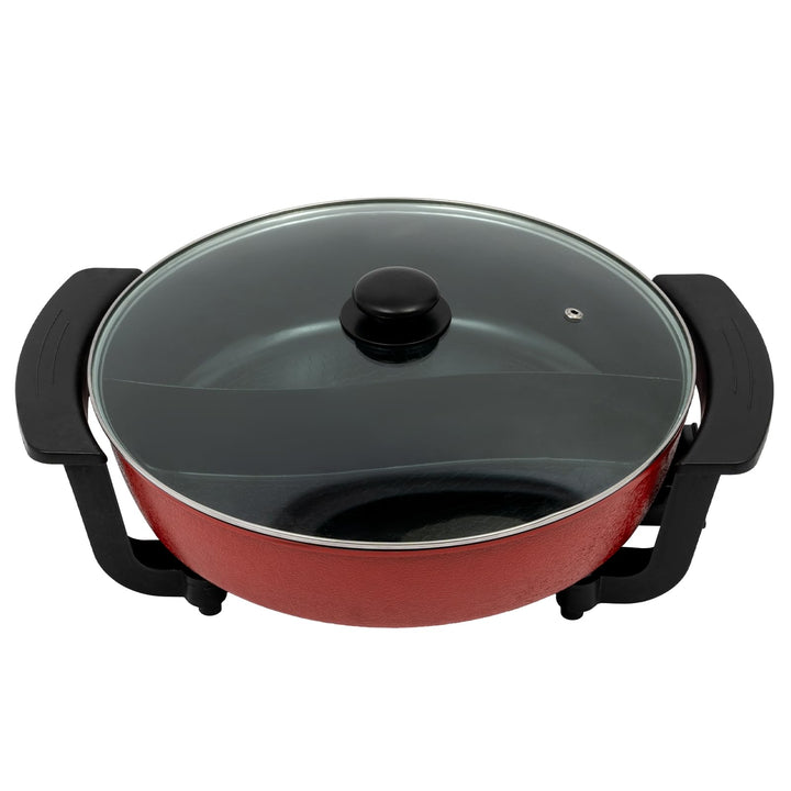 1360W Hot Pot, 6L Elektrische Yin Yang Hotpot, 30cm Chinesischer Kochtopf mit 2 Kammern, 5 Temperatu