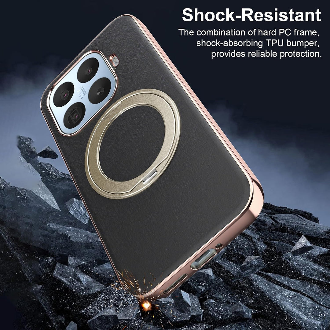 Magnethülle für Xiaomi 17T, luxuriöse Lederrückseite mit Ständer, 360° Verstellbarer Ständer, stossf