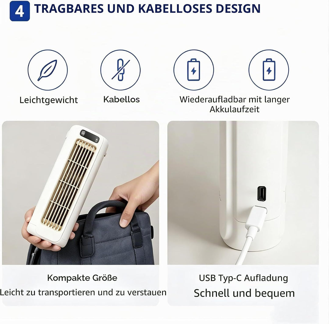 Cooling Ace Klimaanlage, Luftkühlung Ventilator Leise mit Einstellbaren 3 Geschwindigkeiten, Tragbar