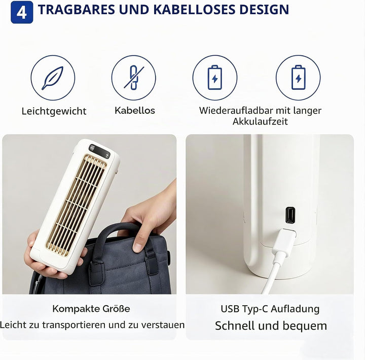 Cooling Ace Klimaanlage, Luftkühlung Ventilator Leise mit Einstellbaren 3 Geschwindigkeiten, Tragbar