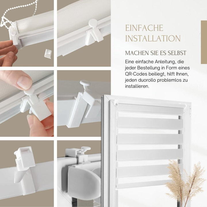 Home-Vision® DuoRollo Klemmfix, Doppelrollo ohne Bohren mit Klämmträgern, Rollos für Fenster und Tür