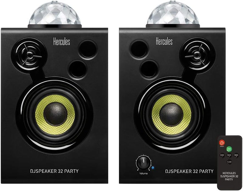 Hercules DJSpeaker 32 Party: 2 x 15 Watt aktive Monitor-Lautsprecher mit integrierter Beleuchtung