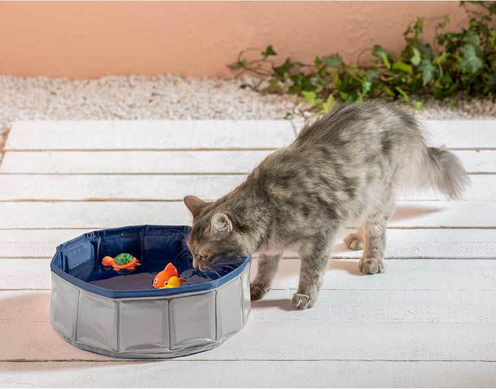 Dehner Lieblinge Katzenpool Water Games, Ø 30 cm, Höhe 10 cm, Kunststoff, grau/blau Keine Angabe, Ke