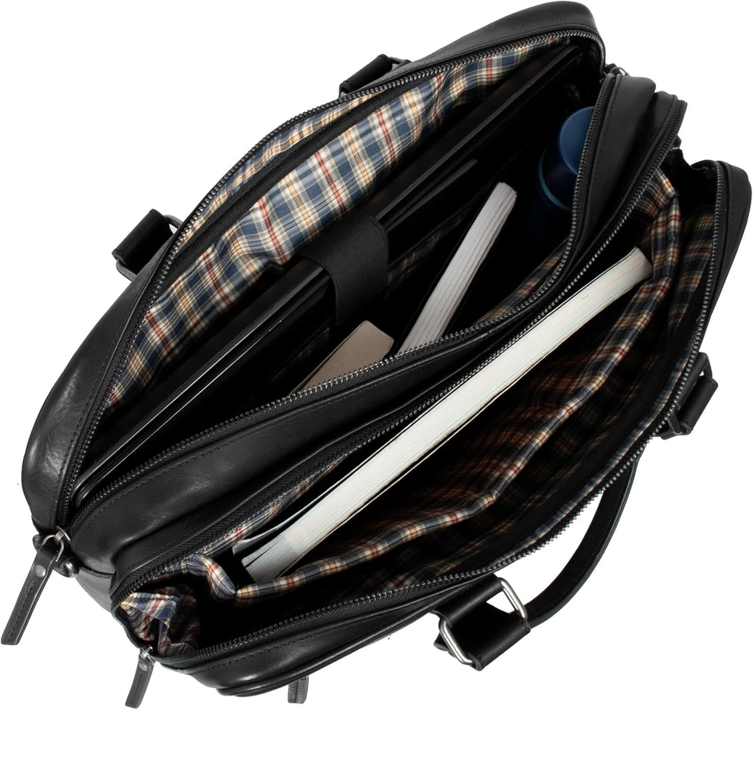 Marc Peter Laptoptasche Dallas I Leder Umhängetasche für 15.6 zoll Laptop I Aktentasche für Notebook