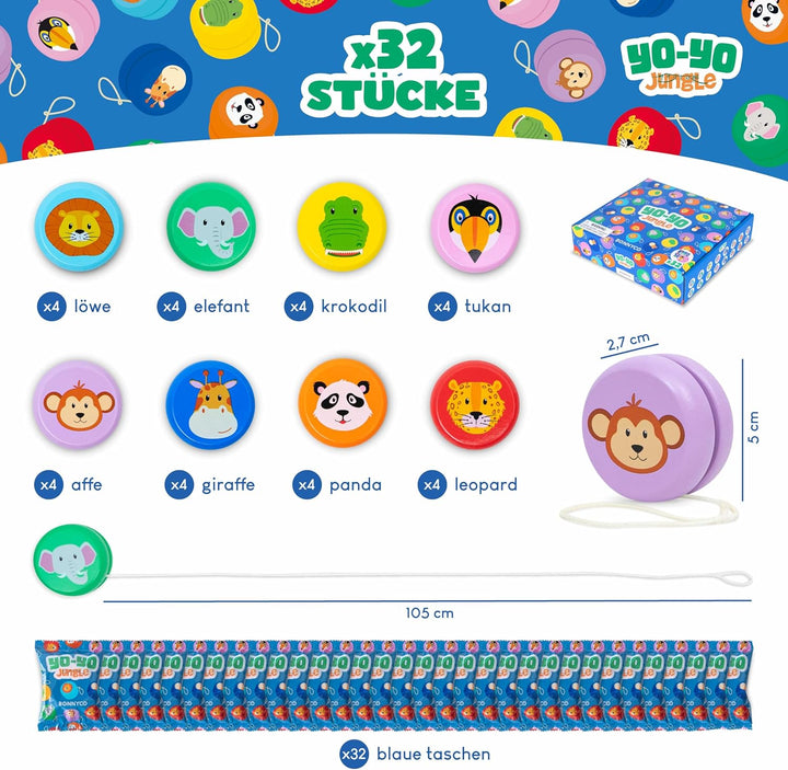 BONNYCO JoJo Kinder Mitgebsel Kindergeburtstag Gastgeschenke Tiere 32 Stück. JoJo Holz, Kleine Gesch