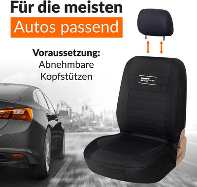 Upgrade4cars Auto-Sitzbezüge Vordersitze Schwarz | Auto-Sitzbezug Set Universal | Auto-Schonbezüge f