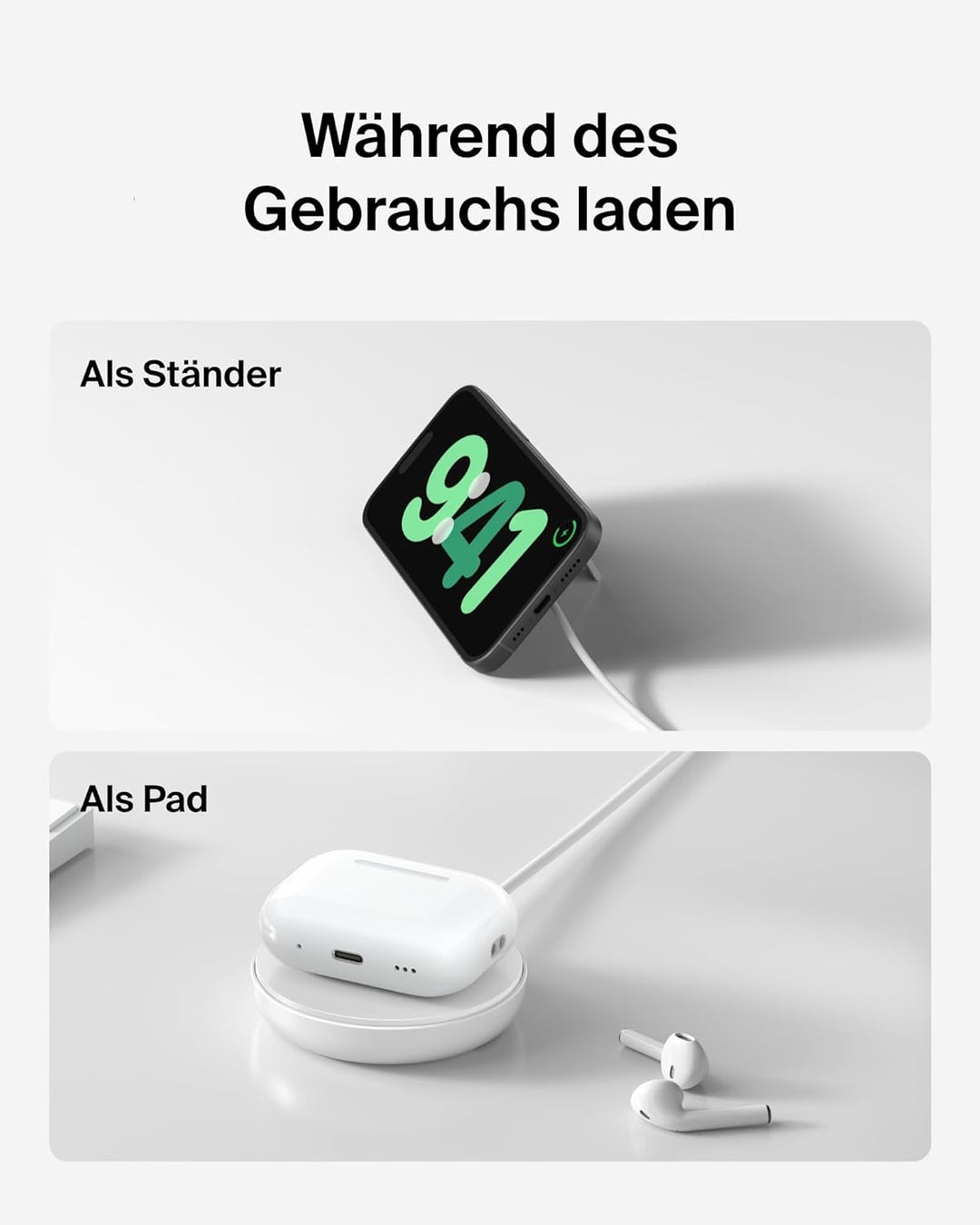 Belkin Magnetisches Kabelloses Ladegerät (15W) mit Ständer – zertifiziertes MagSafe Ladegerät, Qi2 L