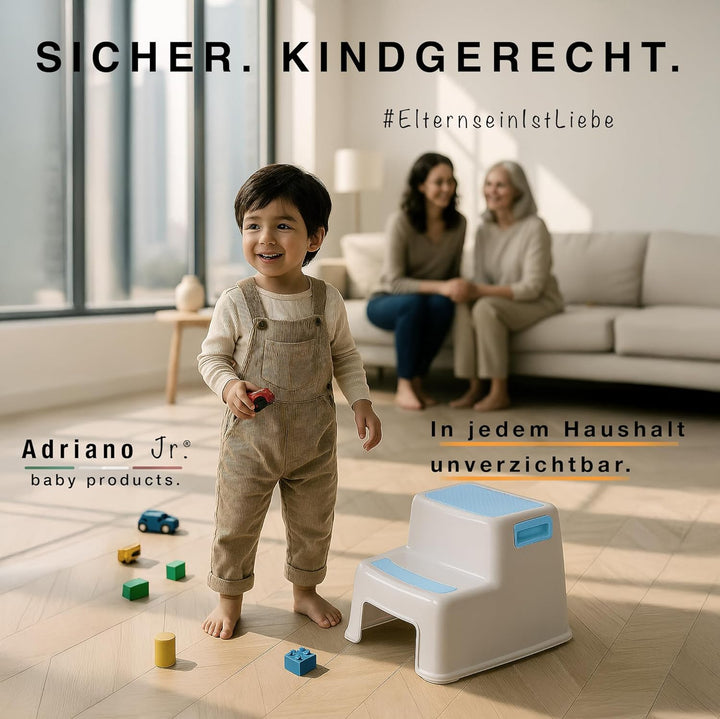 I Tritthocker Kinder I 2-Stufig Hocker I 26cm Hoch I Belastbarkeit 80kg I Gummierte Trittfläche I Ho