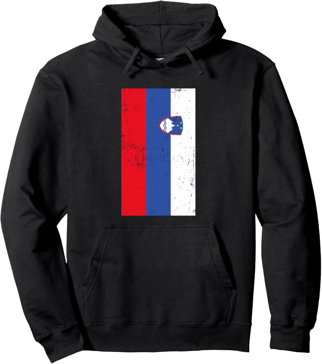 Slovenia Europe Ljubljana Distressed Flag Pullover Hoodie