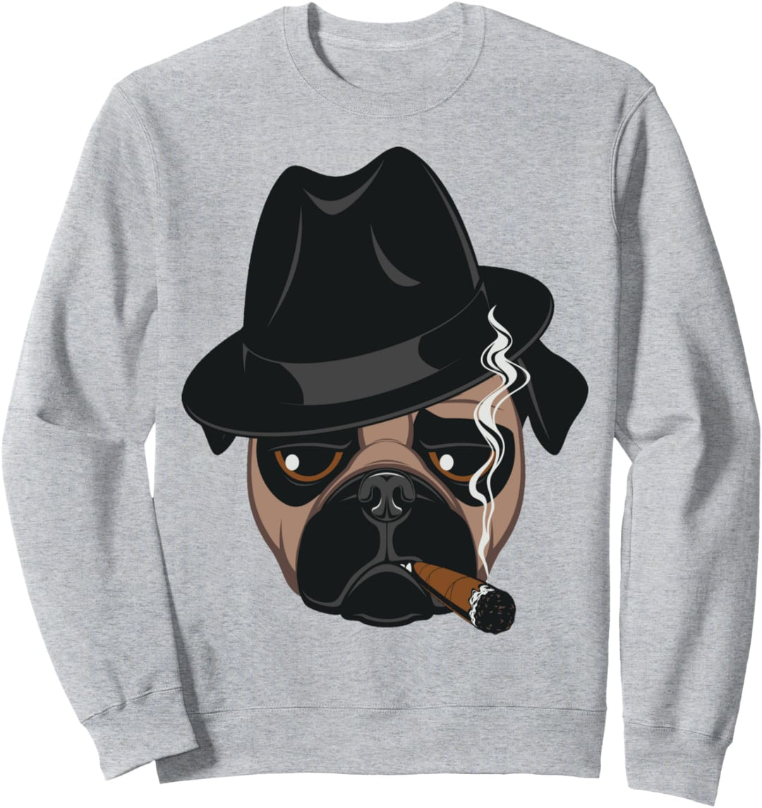 Lustiger Mops mit Zigarre Halloween Geschenke Damen Herren T-Shirt Sweatshirt