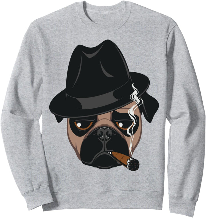 Lustiger Mops mit Zigarre Halloween Geschenke Damen Herren T-Shirt Sweatshirt