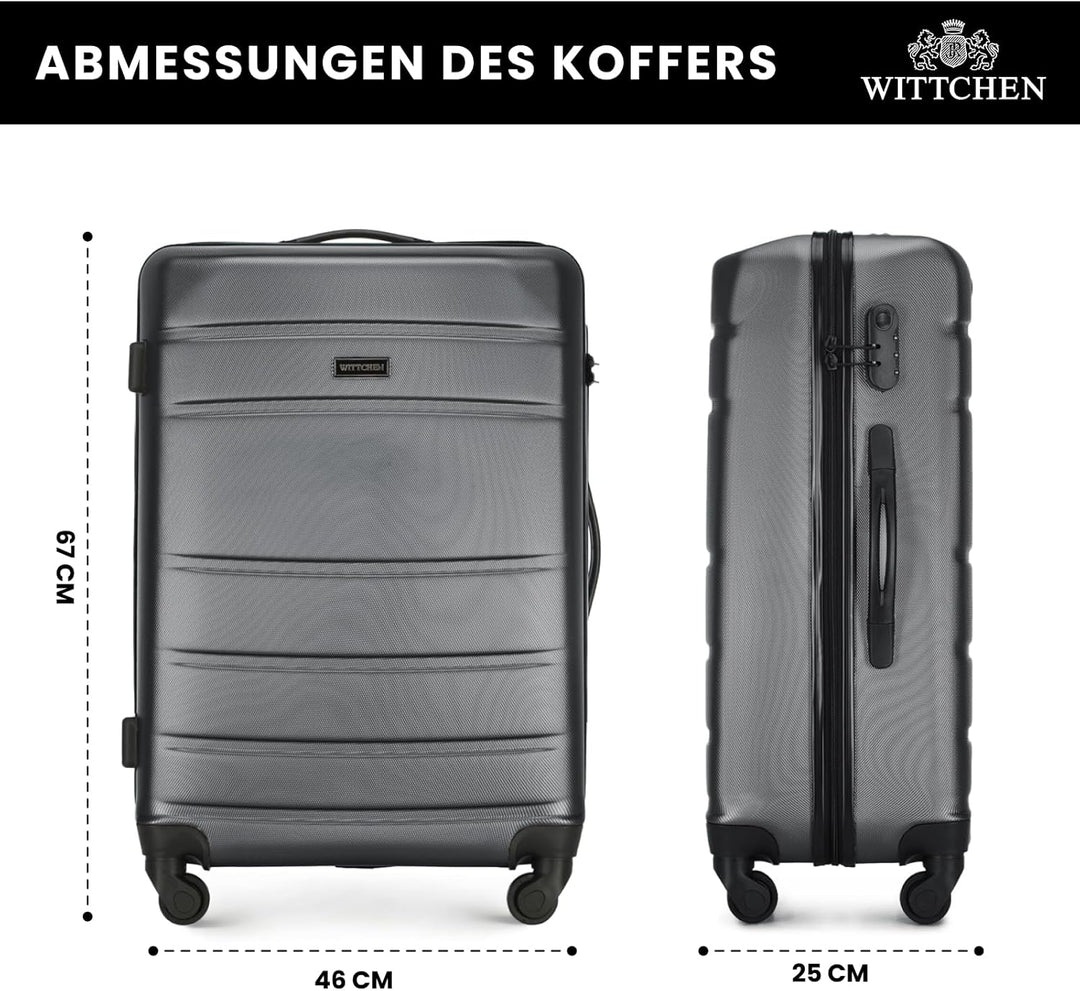 WITTCHEN Mittlerer Koffer Trolley Koffer Reisekoffer aus ABS Hartschalen Trolley 4 Rollen Kombinatio