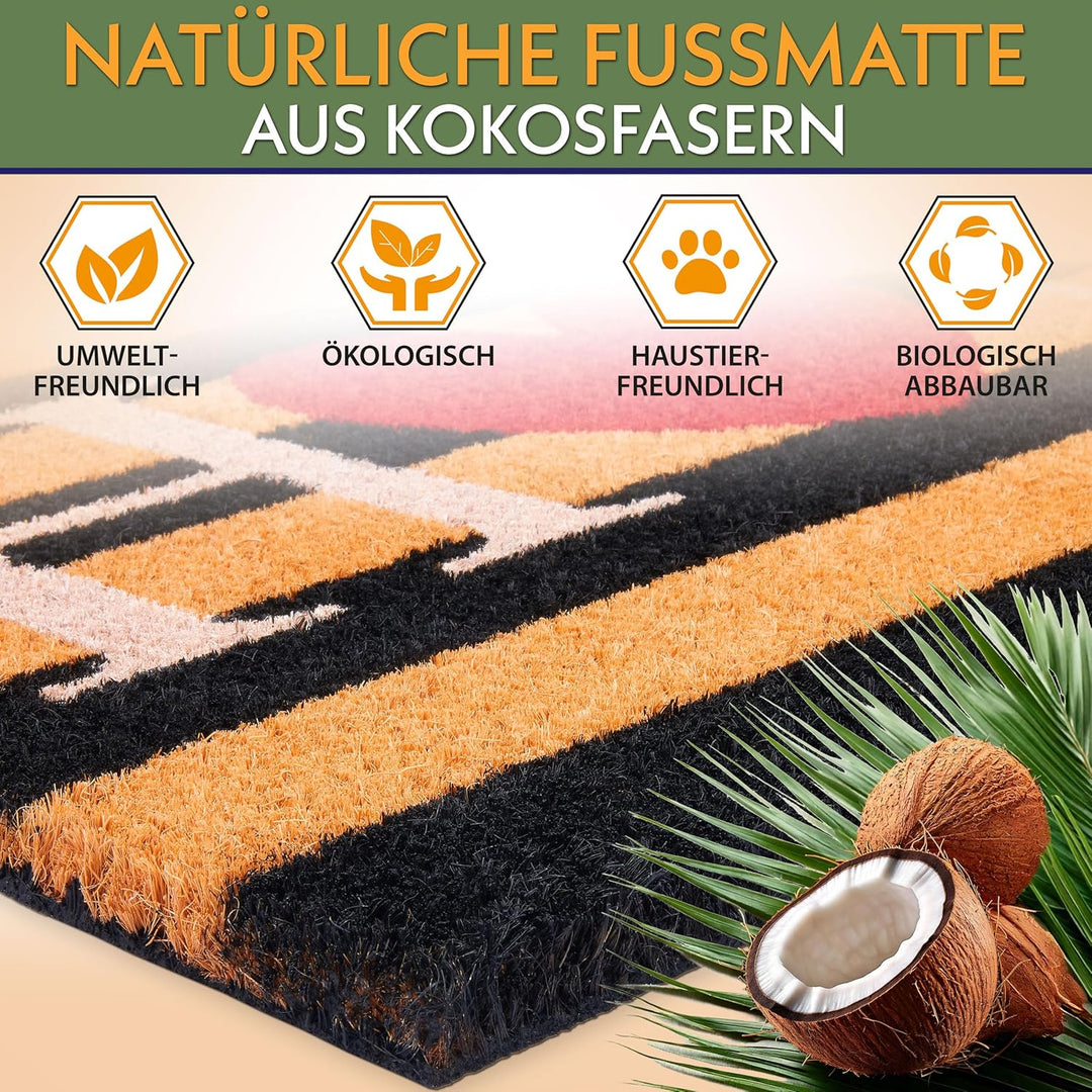 BRUBAKER Fussmatte für Aussen und Innen - Home mit Herz - 45 x 75 cm Schmutzfangmatte aus 100% Kokos