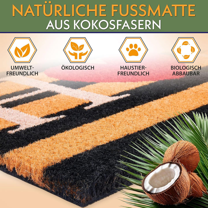 BRUBAKER Fussmatte für Aussen und Innen - Home mit Herz - 45 x 75 cm Schmutzfangmatte aus 100% Kokos