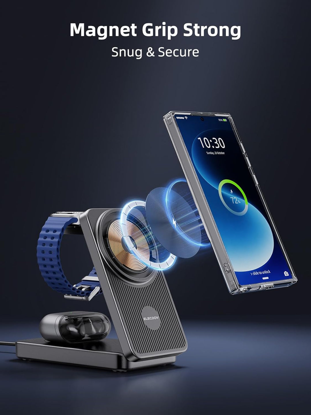 Magnetisch Induktive Ladestation für Samsung Galaxy S26 Ultra, 3 in 1 MagSafe Wireless Charger Faltb