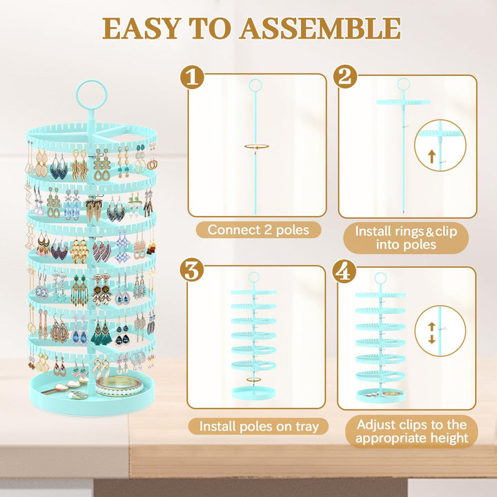 Drehender Ohrring Ständer Halter Organizer Display mit Metalltablett, 6-Stufiger Ladies Verstellbare