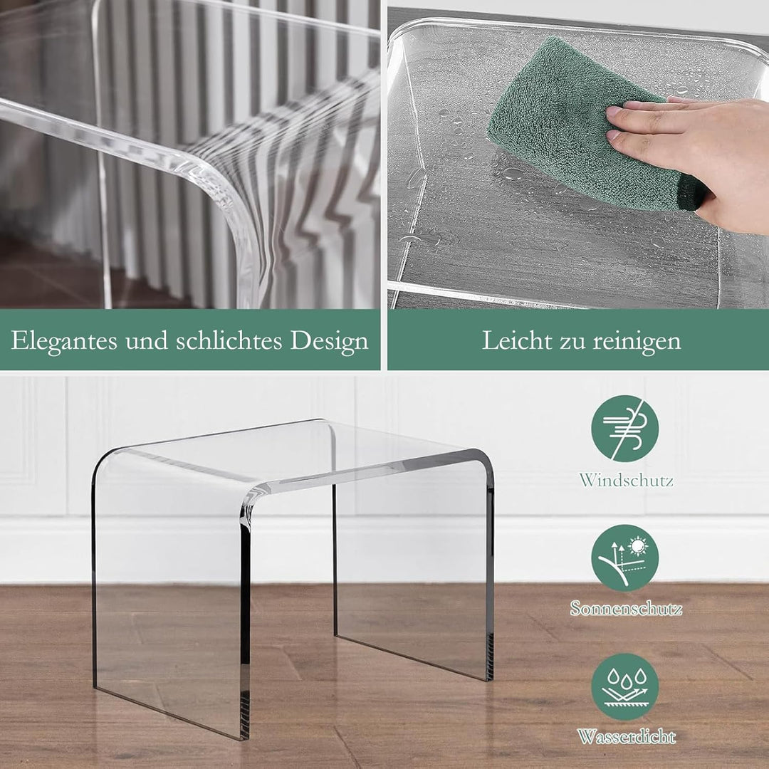 Acryl Badhocker, Transparenter Acryl Duschhocker,U-förmiger Acryltisch Fusshocker,Verdickter Klarer