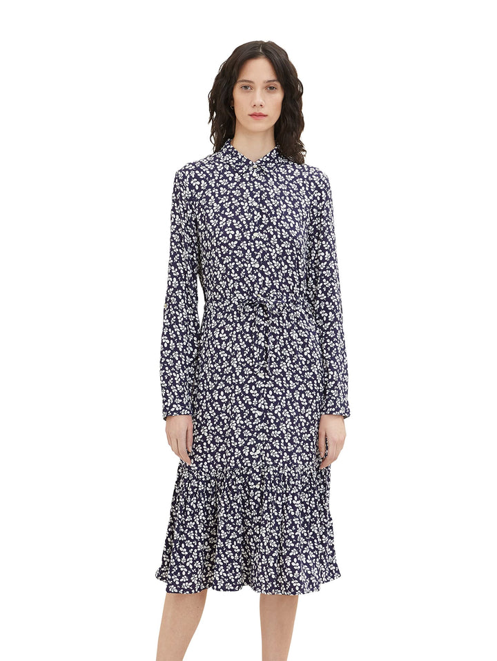 TOM TAILOR Damen Kleid mit Muster 46 31118 - Navy Floral Design, 46 31118 - Navy Floral Design