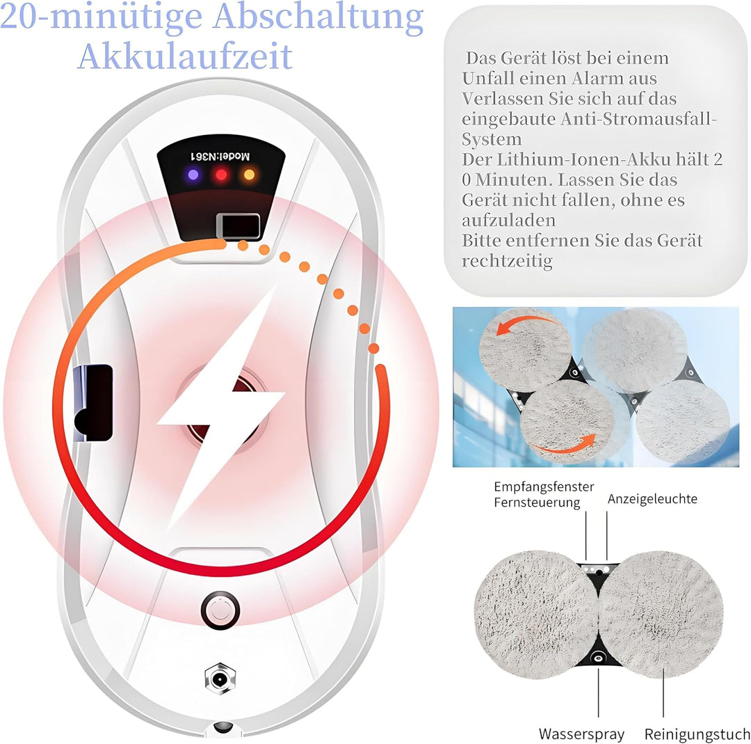 Fensterputzroboter Automatischer Fensterreinigungsroboter Fensterroboter Mit Wasserstrahl, Fensterre