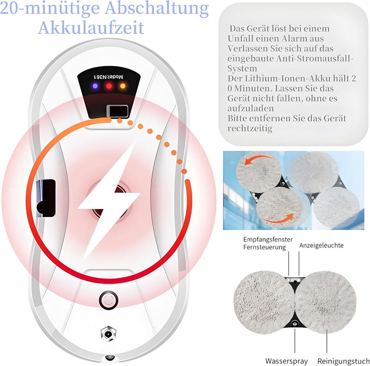 Fensterputzroboter Automatischer Fensterreinigungsroboter Fensterroboter Mit Wasserstrahl, Fensterre