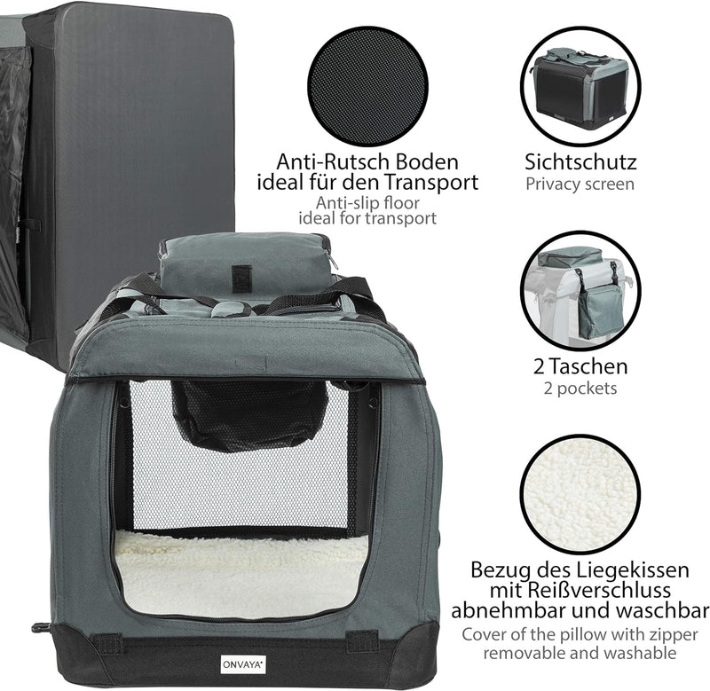 ONVAYA® Faltbare Transportbox für Hunde & Katzen | M | Faltbare Hundebox oder Katzenbox für Auto & Z