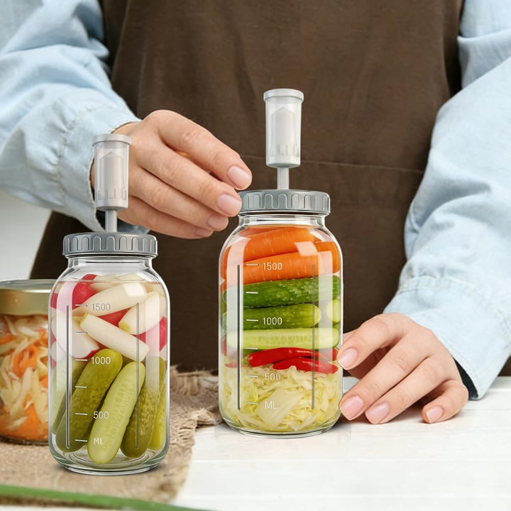 Fermentierglas 2 Stück 2L, Kimchi Behälter mit Luftschleuse, Perfekt für die Gärung für Kimchi, Saue