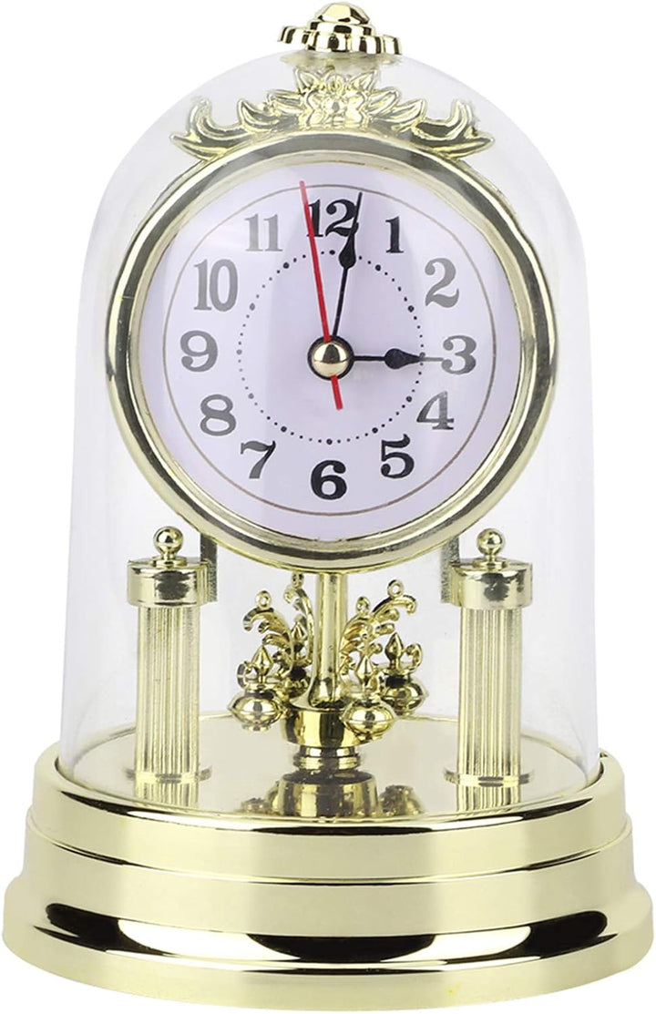 Tischuhr, Europäischer Retro-Stil, Wohnzimmer, Antike Stille Uhr, Uhr, Tischuhr aus Messing, Heimdek