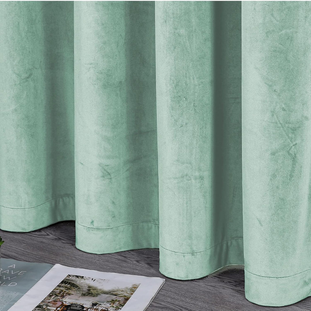 Cleanlevel EST 2016 2 Stück Samtvorhang mit Ösen 140cm x 245cm Samt Vorhang Blickdicht Thermo Gardin