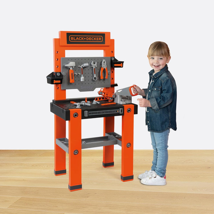 Smoby - Black+Decker Werkbank (56x34x103 cm) - Spielzeug-Werkzeugbank für Kinder ab 3 Jahre mit Werk