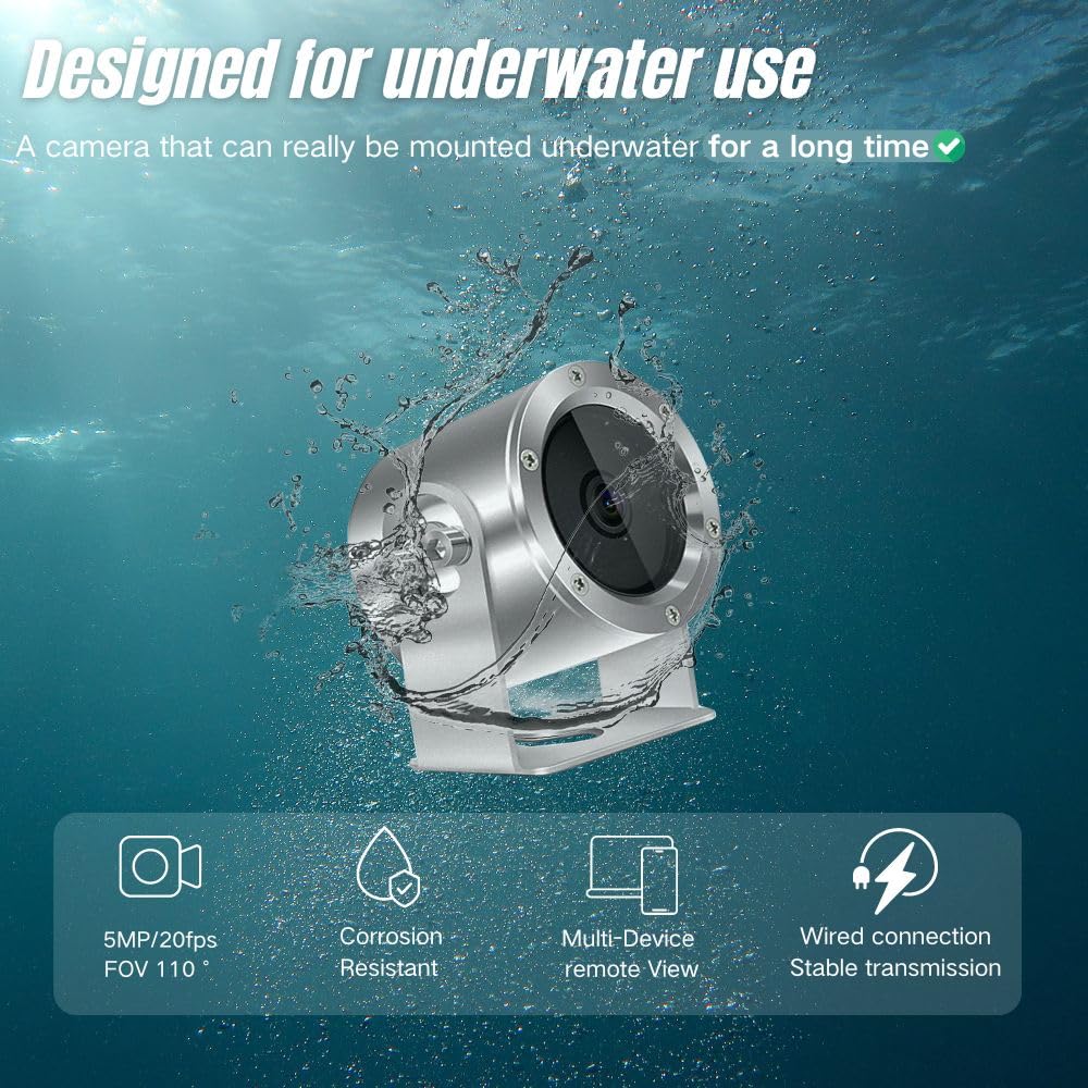 Unterwasserkamera, Aquarium Live Streaming Teich 5MP Kameras mit 32ft Kabel, Kamera