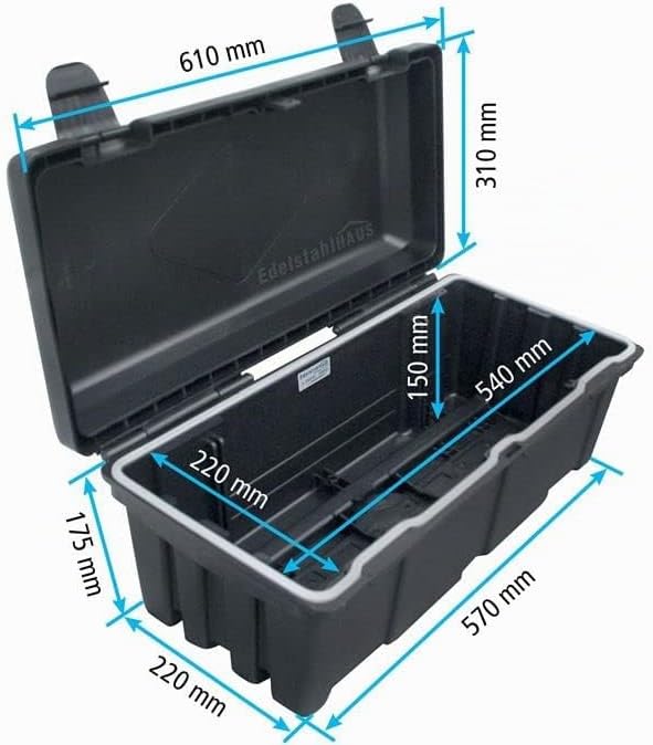 Deichselbox Blackit 0-611x310x247 mm Anhängerbox Werkzeugkasten Anhänger Staukiste Werkzeugkiste Box