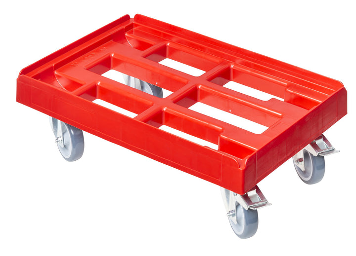 Transportroller für Kisten 60 x 40 cm mit 2 Bremsen in rot