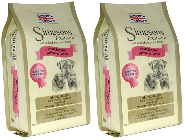 Simpsons Premium Adult Sensitive Lachs und Kartoffeln Trockenfutter für Hunde, 2 x 12 kg