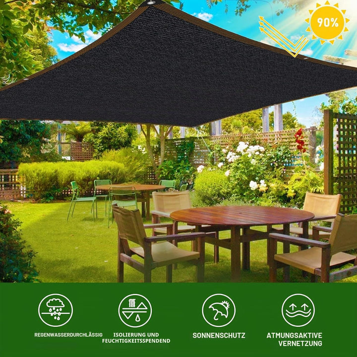 Sonnensegel - 2x2m mit öSen 90% Sonnenschutz Balkon Schwarz Markise Stoff TerrassenüBerdachung Garte