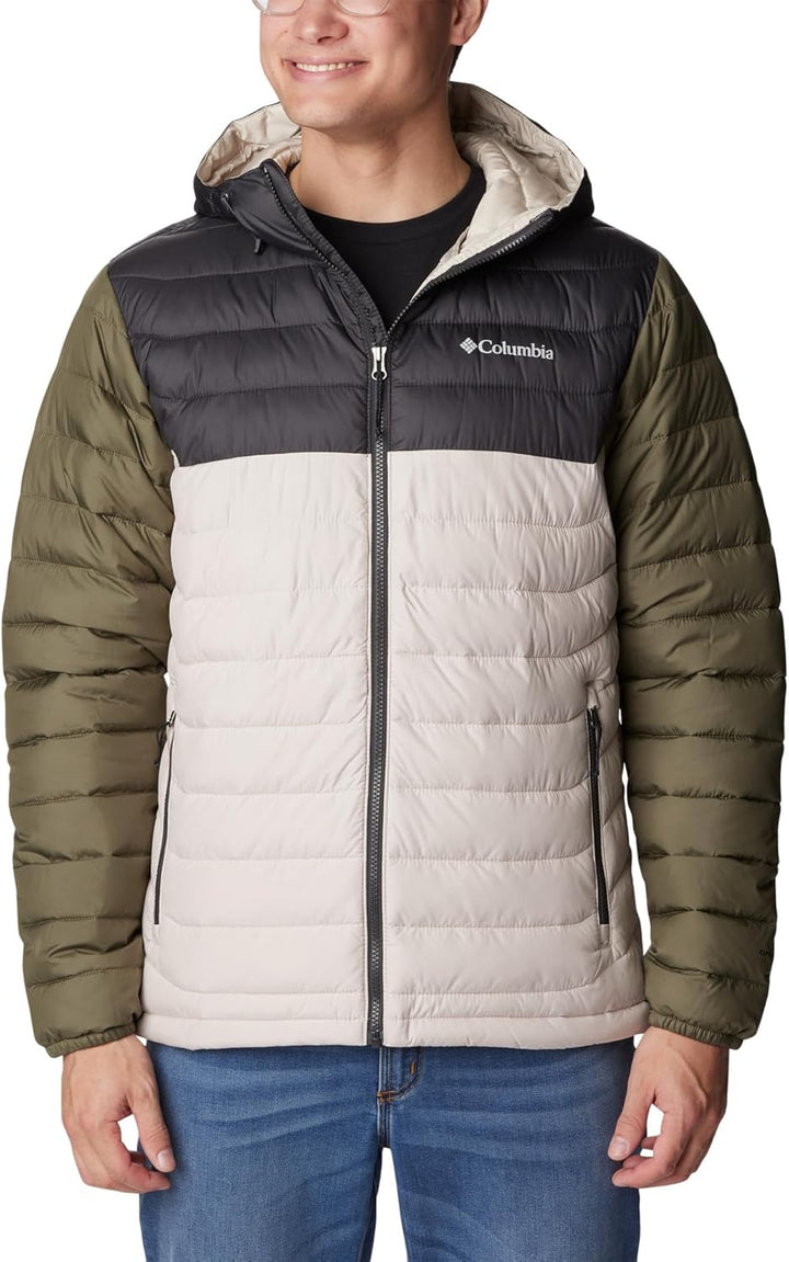 Columbia Herren Powder Lite Kapuzenjacke Dunkler Stein, Hai, Steingrün L, Dunkler Stein, Hai, Steing