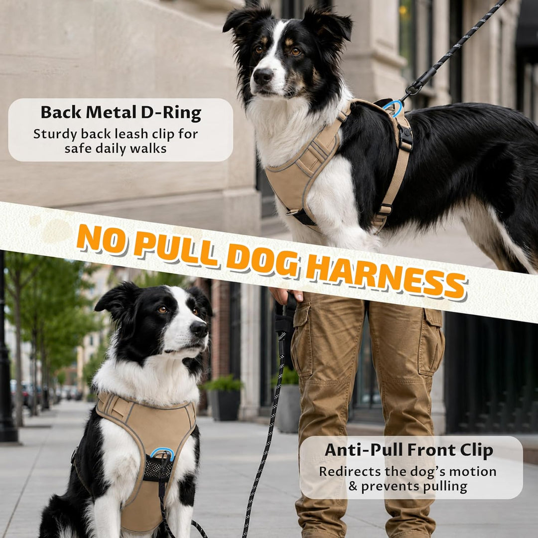 Hundegeschirr mit AirTag-Halter für Kleine Mittelgrosse Grosse Hunde, Anti Zug Geschirr Hund mit Gri
