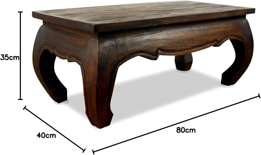 livasia Opiumtisch, Couchtisch, Sofatisch, Massivholztisch (Dunkelbraun), Dunkelbraun