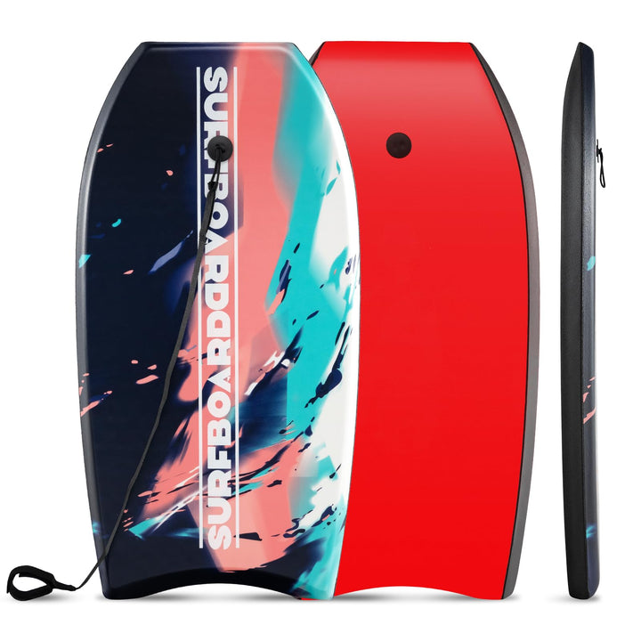 HOMASIS Leichtes Bodyboard, Surfbrett mit EPS-Kern, XPE-Deck, HDPE-Boden & Handgelenk-Leash, Surfboa