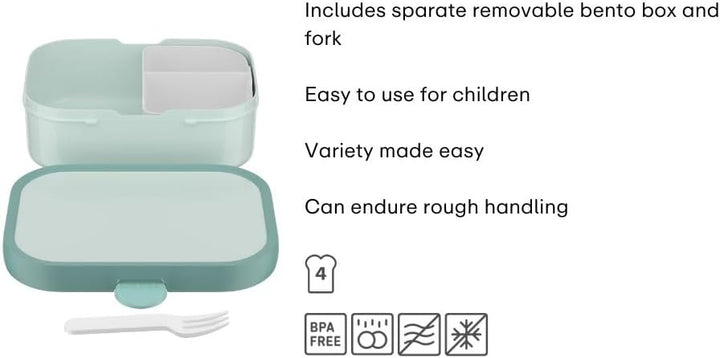 Mepal - Brotdose Kinder Campus - Bento Box Kinder - Brotdose Kinder mit Fächern &amp; Gabel - Meal Prep