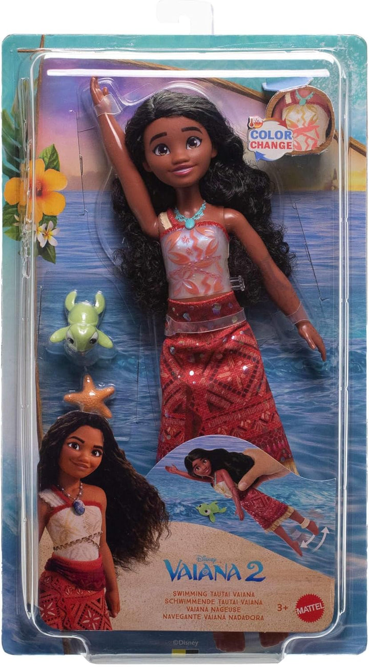 Mattel Spielzeuge aus Disney Vaiana 2, schwimmende Tautai Vaiana-Modepuppe mit 2 Zubehörteilen, Ober